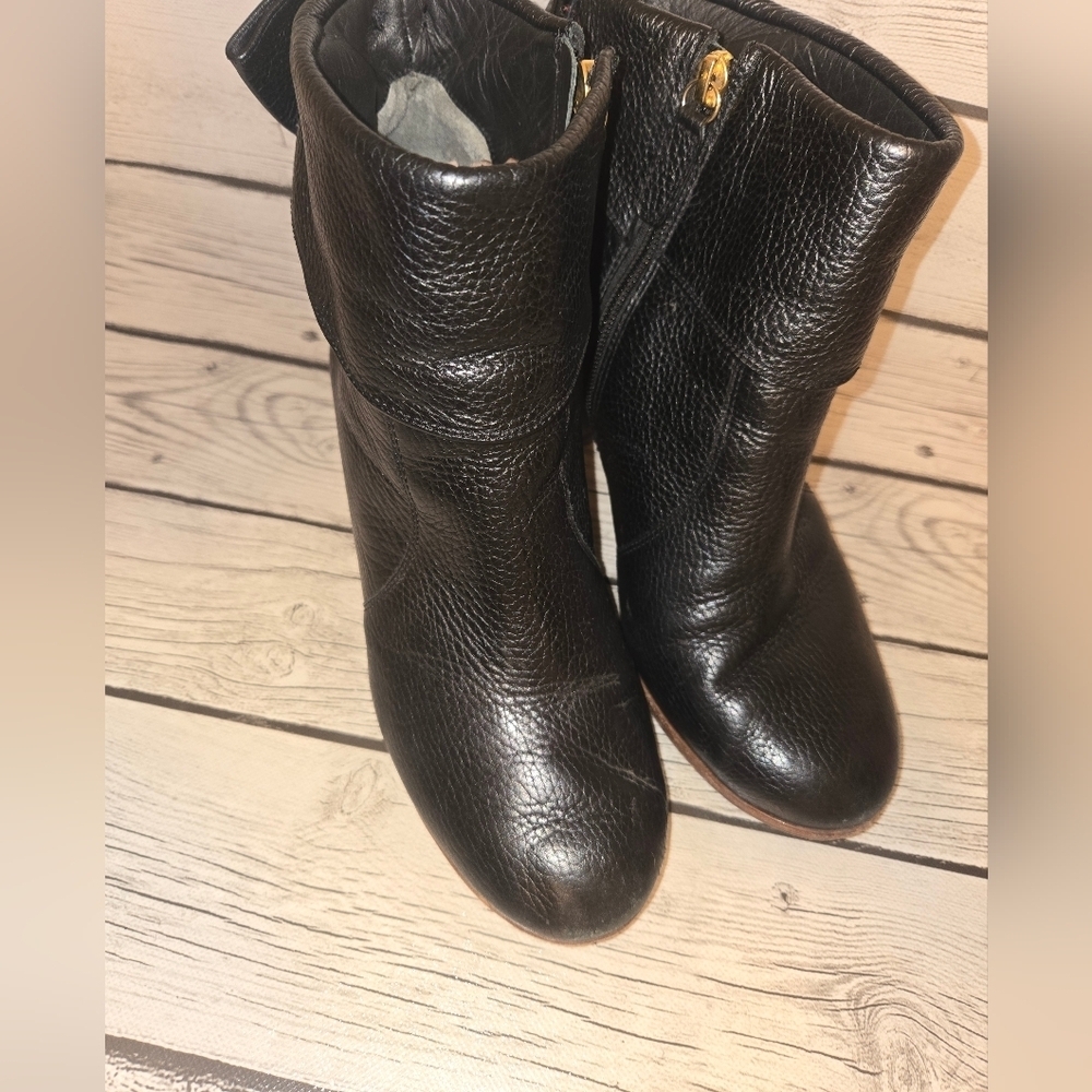 Kate Spade New York Black Leather Ankle Boots Block Heel Zip Women’s 9m - Picture 13 of 13
